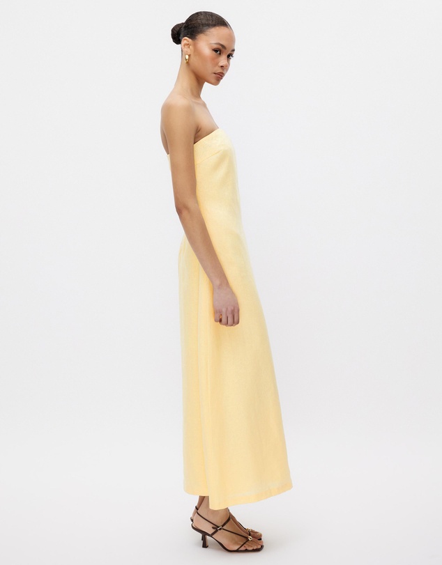 Minima Esenciales - Nivas Linen Empire Strapless Dress
