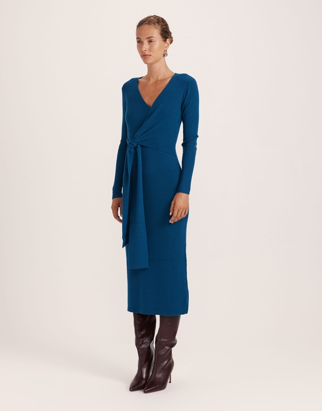 SABA - Elle Wool Blend Wrap Knit Dress