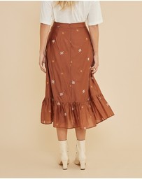 Amelius - Monique Cross Stitch Midi Skirt
