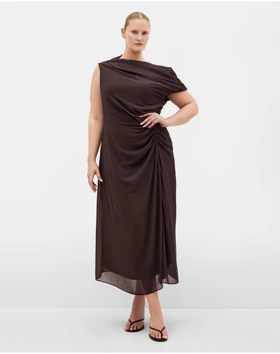 City Chic - Plus size Vivid Colour Maxi Dress - espresso