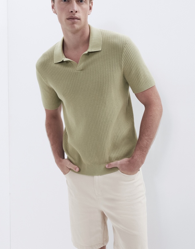 UNISON - Wavy Stitch Knit Polo