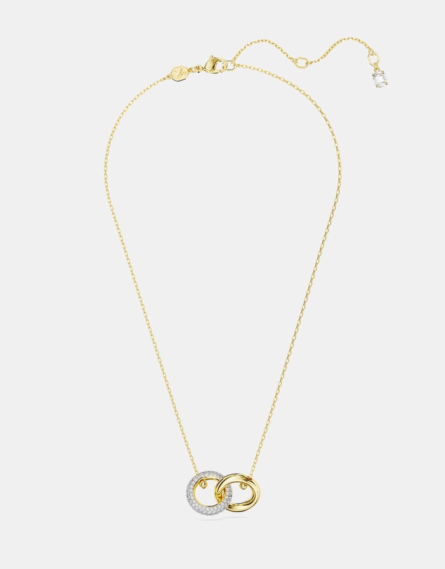 Swarovski - Dextera pendant, Interlocking loop, White, 18K gold finish