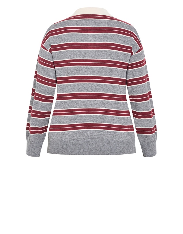 City Chic - Rugby Stripe Knit Jumper