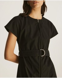 Atmos&Here - Zoe Cotton Twill Belted Midi Dress