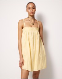 AERE - Amba Shirred Linen Mini Dress