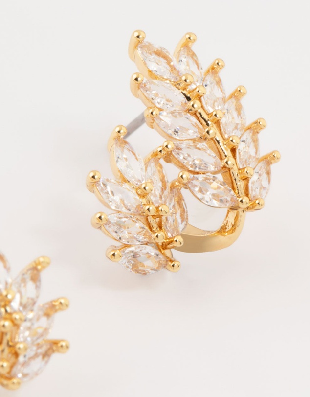 Lovisa - Gold Plated Cubic Zirconia Roman Leaf Crawler Earrings