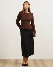 Atmos&Here - Sapna Linen Blend Long Sleeve Pintuck Blouse