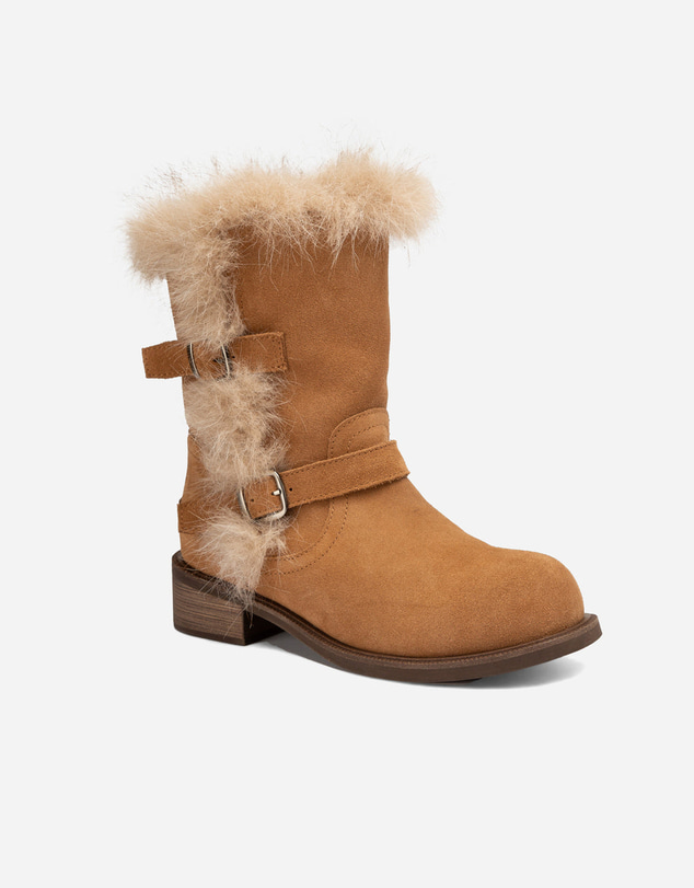 Ozwear Connection Uggs - UGG Fur Trim Buckle Short Boots