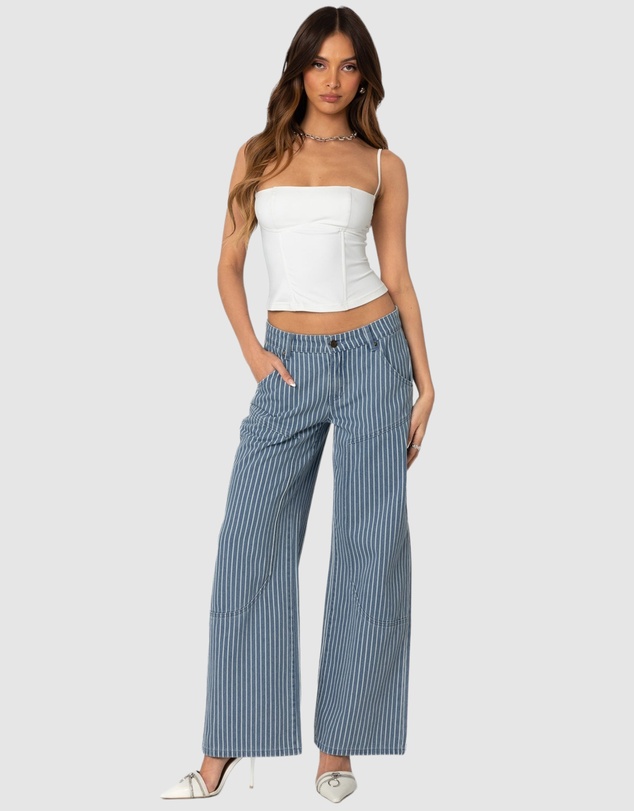 EDIKTED - Striped Carpenter Jeans