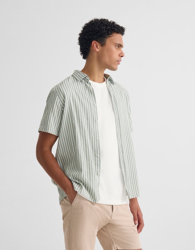 Oxford - Leyton Short Sleeve Stripe Linen Shirt