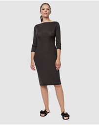 Oh!Zuza - Boat Neck Casual Ribbed Midi Dress