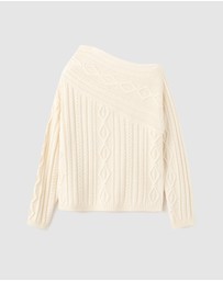M.N.G - Asymmetrical Cable Knit Sweater