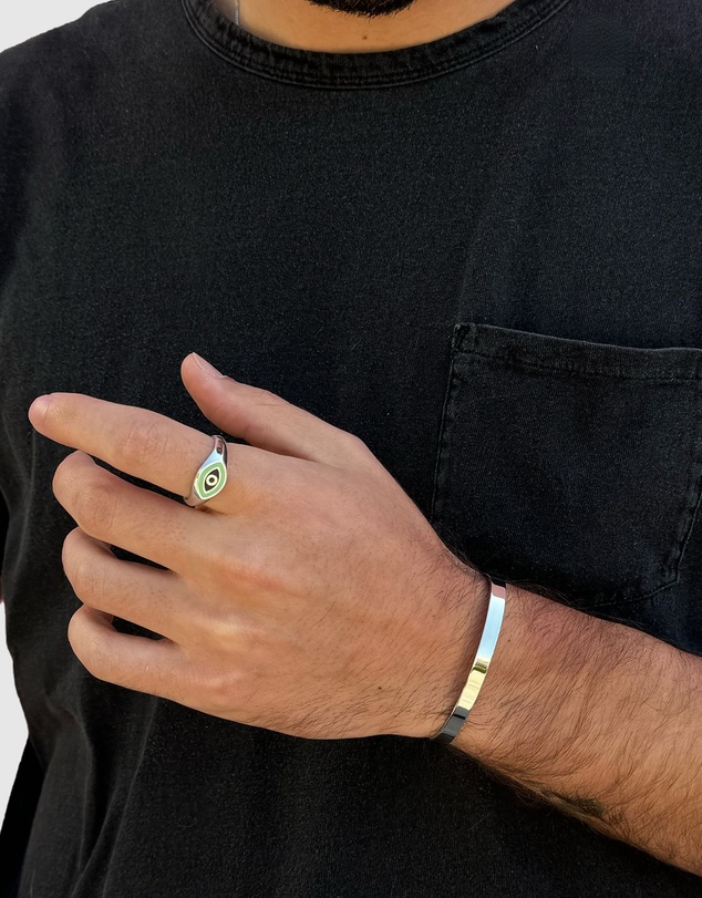 Nialaya Jewellery - Men's Silver Open Cuff Bangle