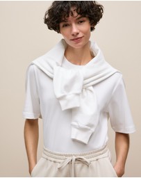 Trenery - Ponte Pintucked Wide Leg Pant in Stone