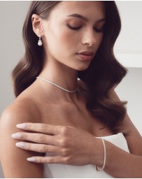 The White Collection - Sidney Necklace - Baguette Gold Bridal Necklace