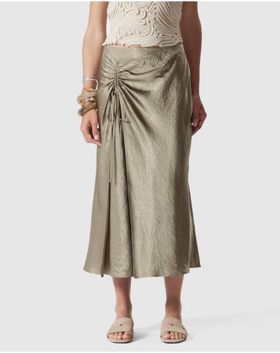 & Other Stories - Drawstring Satin Midi Skirt