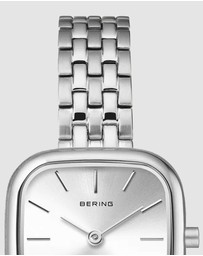 Bering - Bering Classic Ladies 26mm Square Case Silver Metal Strap Watch