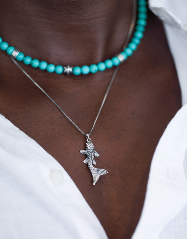 Kuzzoi - ICONIC EXCLUSIVE - Fish Pendant Necklace in Oxidised 925 Sterling Silver