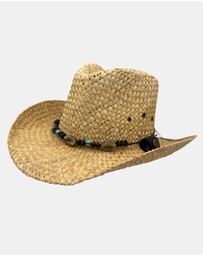 Jacaru - Jacaru 1818D Straw Cowboy Hat with Turquoise beads
