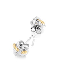 Michael Hill - Crossover Earrings with .09 Carat TW Diamonds in Sterling Silver and 10kt Yellow Gold