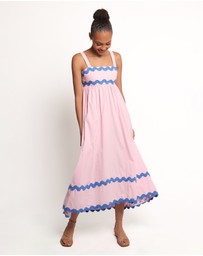Petal & Pup - Fitzgerald Maxi Dress - Pink/Blue Trim