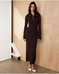 Atmos&Here - Elarie Contrast Knit Midi Dress