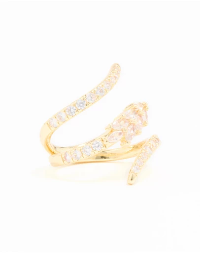Lovisa - Gold Plated Cubic Zirconia Open Wrap Ring