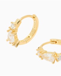 Lovisa - Gold Plated Sterling Silver Pear Cubic Zirconia Huggie Earrings