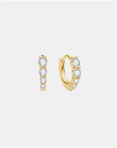 Ania Haie - Gold Graduated Sparkle Huggie Hoop Earrings