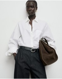 M.N.G - Wide-Leg Pleated Denim Trousers