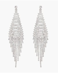 Lovisa - Silver Cup Chain Diamante Fringe Drape Earrings