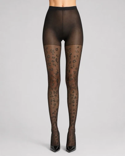 High Heel Jungle - Metallic Leopard Premium Jacquard Tights