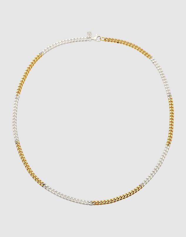 Kuzzoi - ICONIC EXCLUSIVE - Necklace Male Curb Chain 925 Sterling Silver Bicolor
