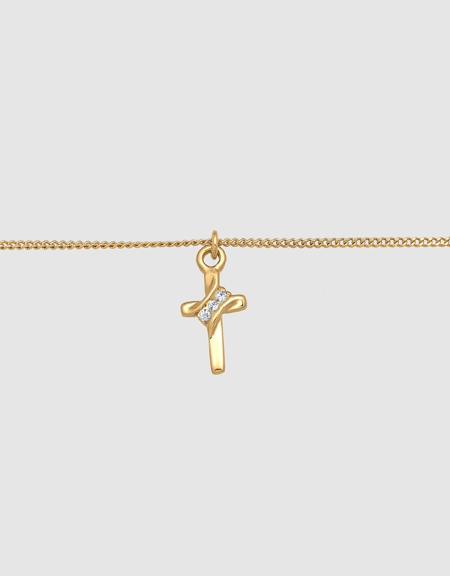 Elli Jewelry - Crystal Cross Choker Necklace in Gold-Plated 925 Silver