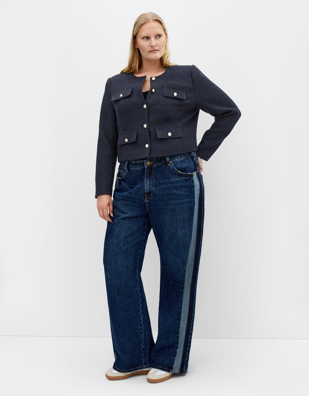 City Chic - Plus size Krystal Boucle Jacket - navy