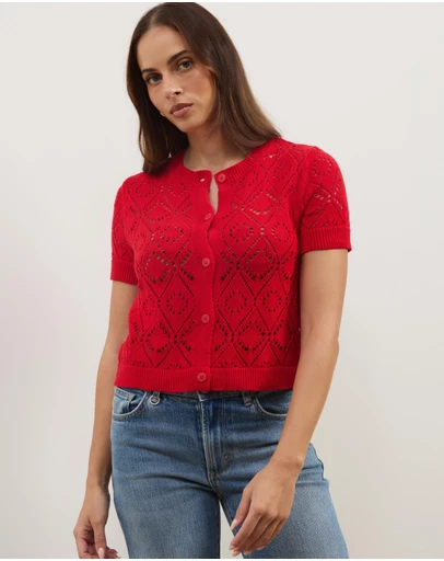 Atmos&Here - Hani Short Sleeve Open Knit Cardigan