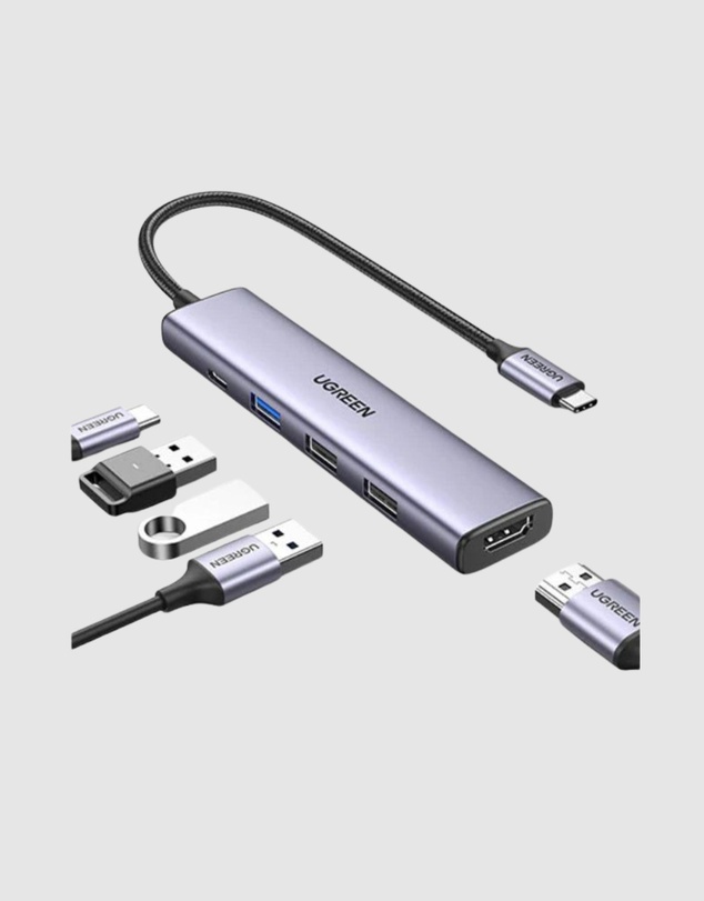 Ugreen - UGREEN 5-in-1 100W USB-C Hub 4K HDMI PD 5GPS Grey