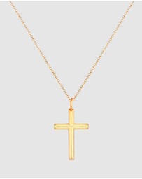 Kuzzoi - ICONIC EXCLUSIVE - Necklace Chain with Cross Pendant Massive in 925 Sterling Silver Gold Plated
