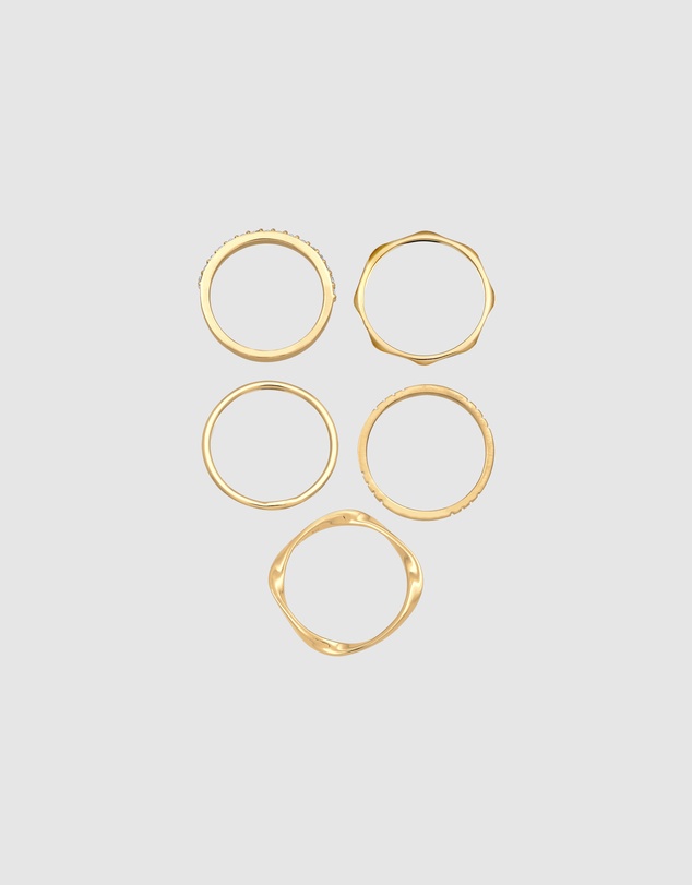 Elli Jewelry - Ultimate Crystal Ring Set in Gold-Plated 925 Silver