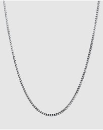 Kuzzoi - ICONIC EXCLUSIVE - Necklace Men Curb Chain Fine Basic Oxidised in 925 Sterling Silver