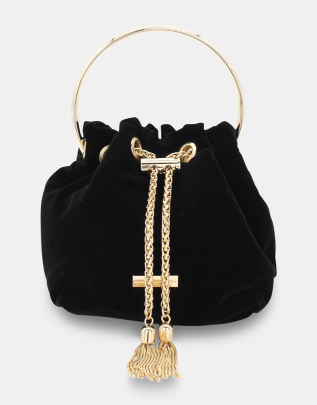 Morgan & Taylor - Nicola Velvet Bucket Bag in Black