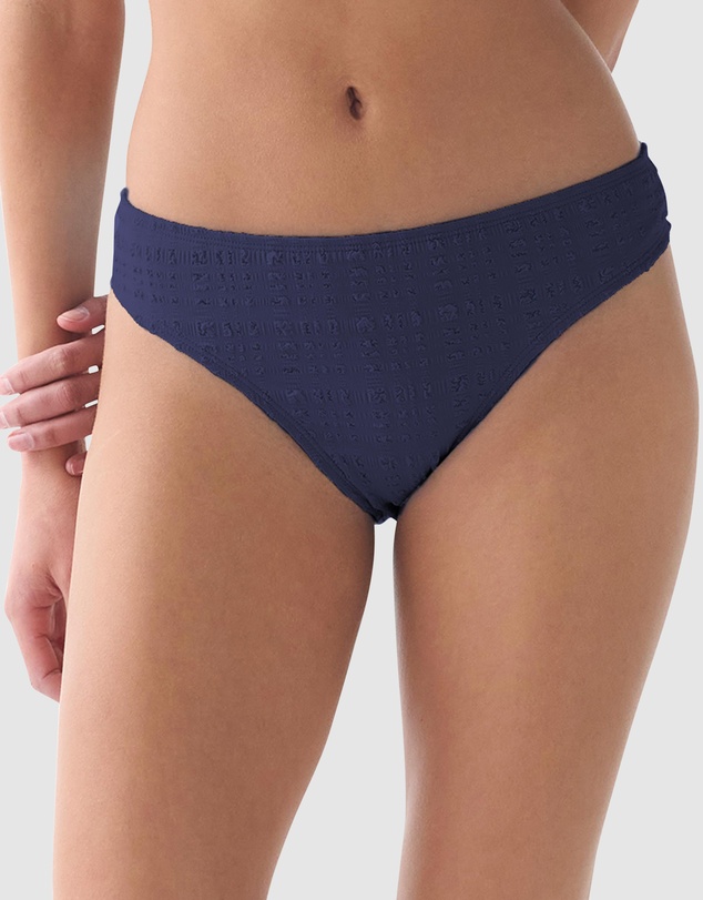 Kate Spade - Seersucker Mid-Rise High Cut Bikini Bottom