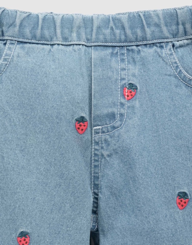Purebaby - Embroidered Wide Leg Jeans-Kids-Babies