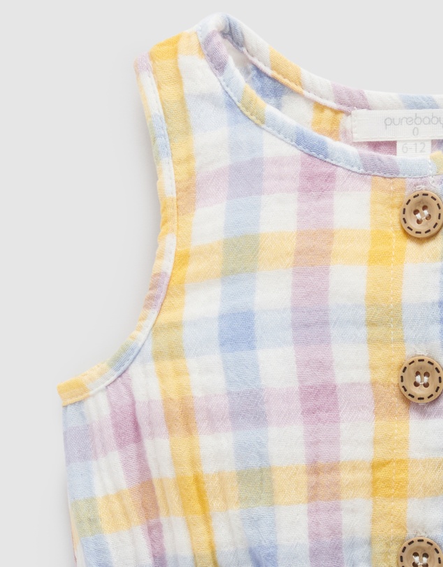 Purebaby - Check Jumpsuit -Kids-Babies