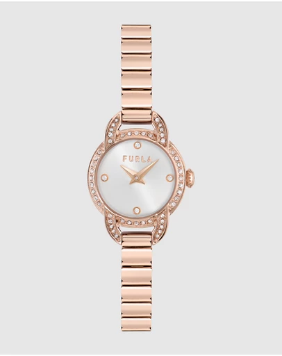 Furla - Furla Mini Shape 20mm Rose Gold-Tone Stainless Steel Bracelet Watch
