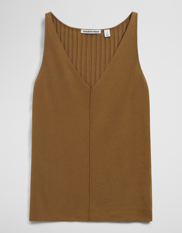 Country Road - V-neck Rib Detail Knit Tank