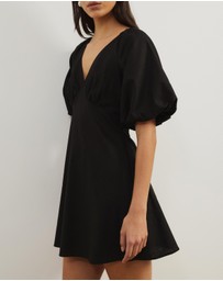 Atmos&Here - Kelly Linen Blend Puff Sleeve Mini Dress