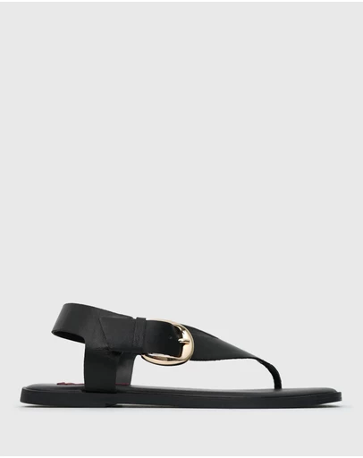 Betts - Titan Leather Buckled Strap Thong Sandals