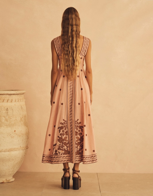 AUR OCEA - Embroidered Empire Maxi Dress