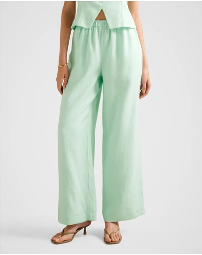 Forever New - Ally Linen Elastic Wide Leg Pants